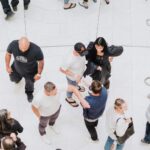 a group of diverse people in public