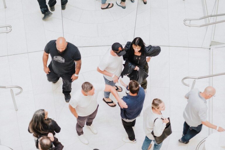 a group of diverse people in public