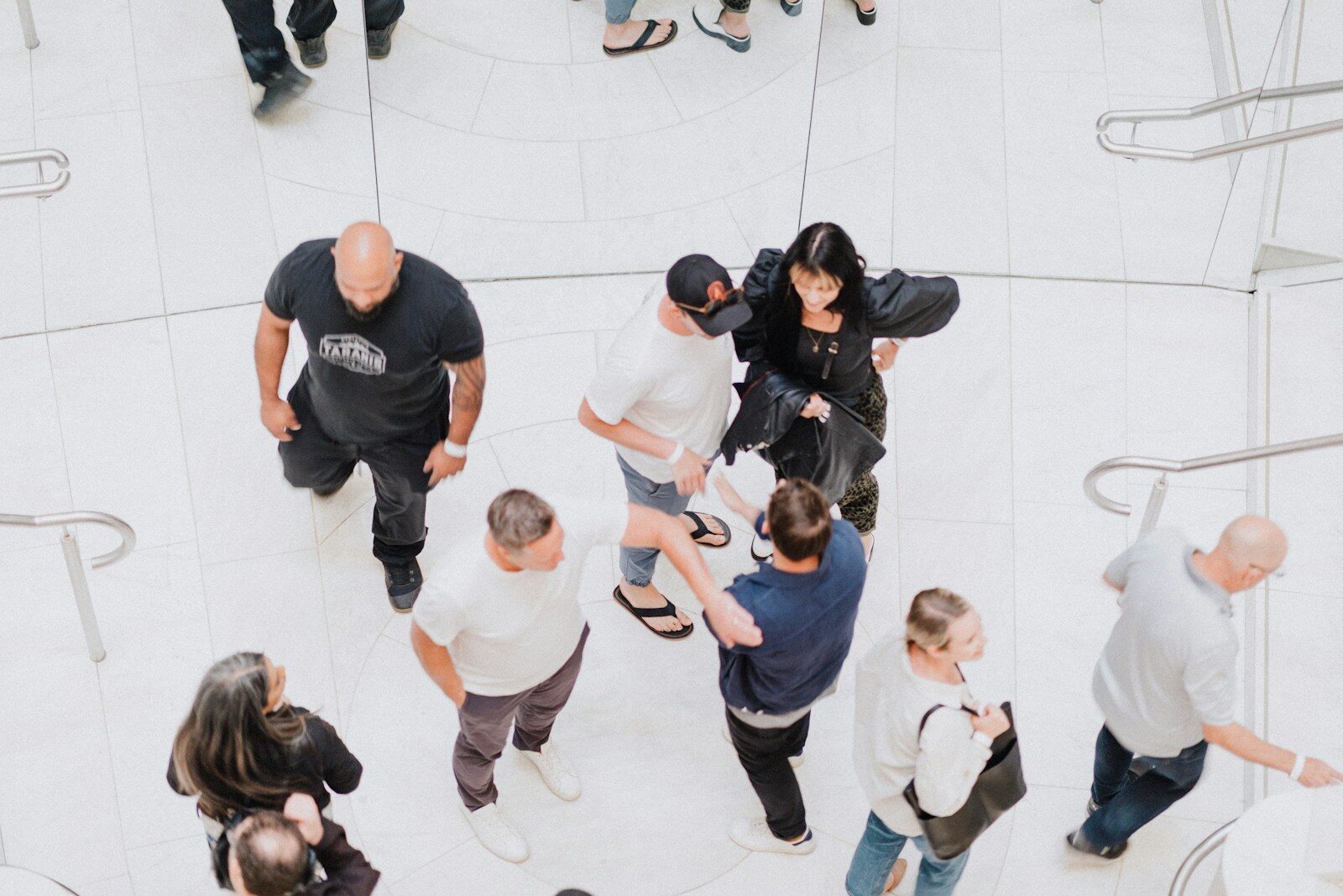 a group of diverse people in public