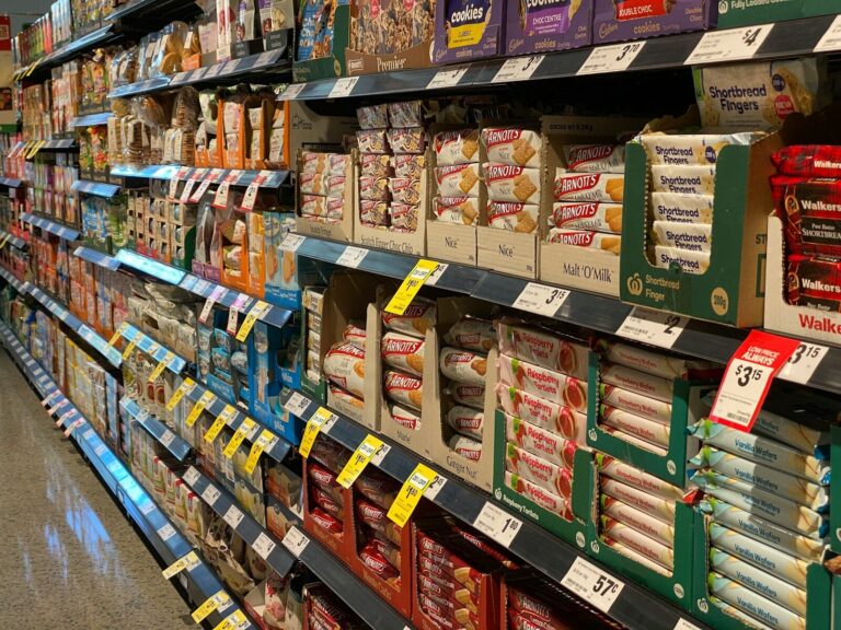 ultra processed foods green and red labeled plastic pack