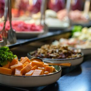 a table filled with food