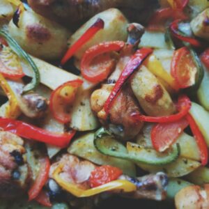 a close up of a plate of food with veggies